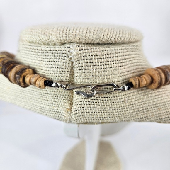 Vintage African Layered Wood Bone Bead Necklace Natural Earthy Tribal Statement - Picture 4 of 7
